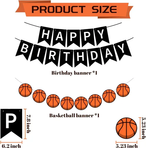Vista 2 de Cartel de Feliz Cumpleaños Guirnalda de Baloncesto Tema Deportivo Adolescentes Niños Celebraciones Equipo Dunk Game Cartel Decoración de Cumpleaños
