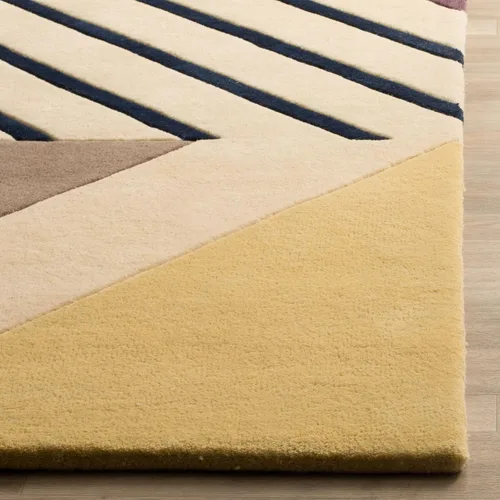 Vista 3 de SAFAVIEH Fifth Avenue Collection FTV120A - Alfombra decorativa de lana moderna de mediados de siglo, 2 x 3 pies, color marfil/multi