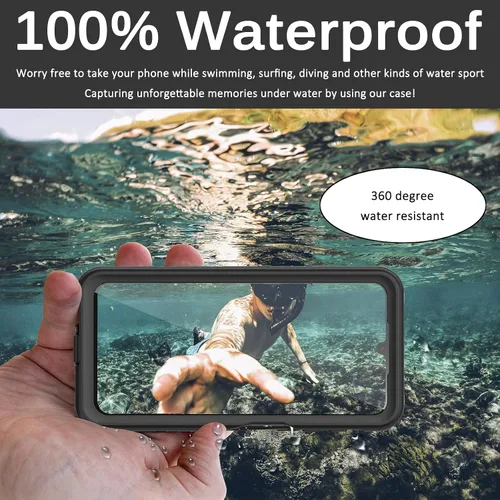 Vista 4 de Miimall Funda impermeable compatible con Samsung Galaxy A54 5G, protector de pantalla transparente HD integrado, parachoques completo a prueba