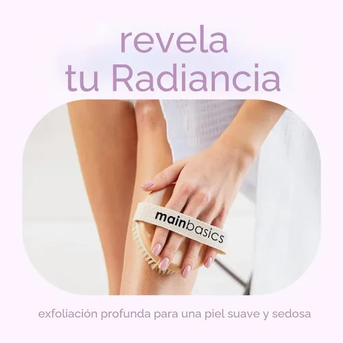Vista 4 de MainBasics Cepillo corporal de cepillado en seco para drenaje linfático, piel seca, celulitis, circulación sanguínea con cerdas naturales