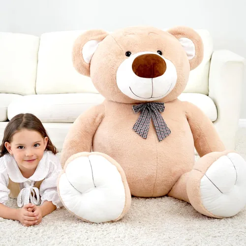 Vista 4 de Oso de peluche gigante, juguete de peluche grande, oso de peluche marrón clásico, regalo de cumpleaños de San Valentín para novia, niños y adultos