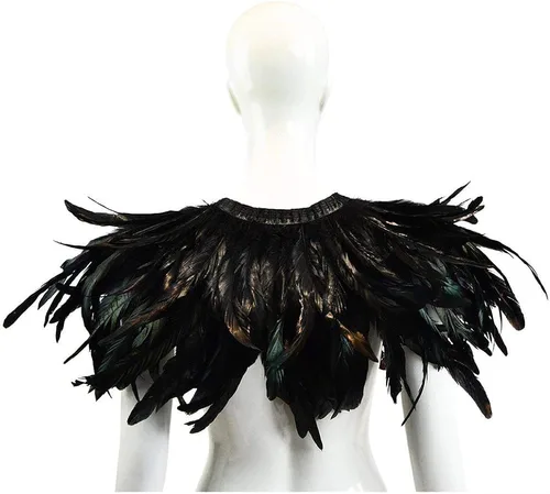 Vista 4 de L'VOW - Disfraz gótico de plumas negras para hombre