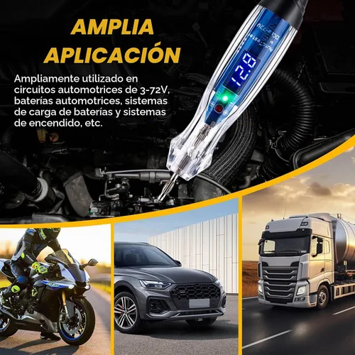 Vista 7 de Kit de Sonda de Luz de Prueba, Probador de Circuito Automotriz LED Digital de 3-72V DC con Voltímetro, Kit de Prueba de Sonda Eléctrica de 18 Piezas