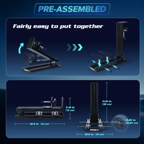 Vista 5 de Reashy Hotas Mount, Joystick Mount, Aluminum Flight Stick Desk Mount for Logitech X56, X52, X52 Pro, Thrustmaster T.1600M, TCA, T.Flight Hotas One