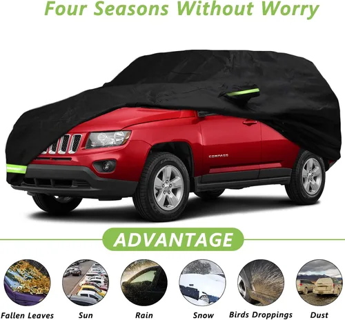 Vista 3 de YIXIN Funda impermeable de automóvil para Jeep Compass 2007-2026, fundas 210T, ajuste personalizado, correa 100% impermeable a prueba de viento