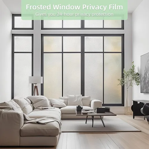Vista 7 de DUOFIRE Película de privacidad para ventana, esmerilado natural y blanco mate, película de vidrio estático