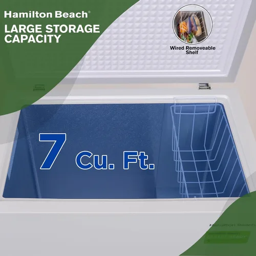 Vista 6 de Hamilton Beach, Congelador profundo de cofre, capacidad de 7 pies cúbicos, termostato ajustable, cesta de alambre recubierta de vinilo removible