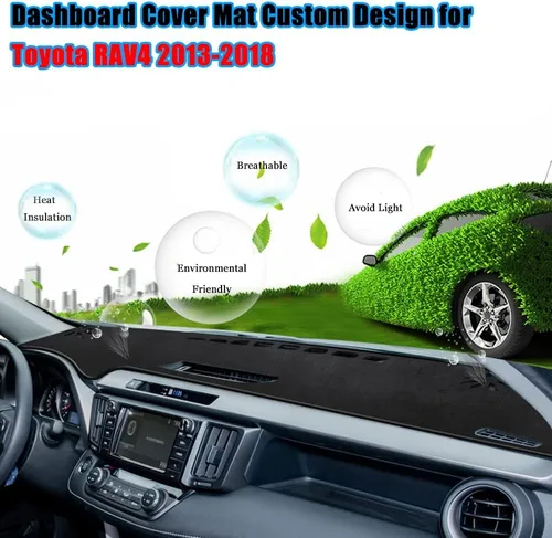 Vista 3 de Cubierta de salpicadero para salpicadero, alfombra personalizada para Toyota RAV4 2013 2014 2015 2016 2017 2018 Accesorios antideslizante protector