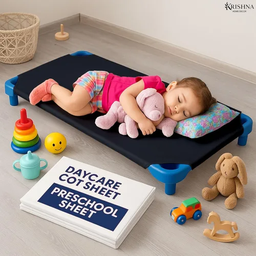 Vista 2 de KRISHNA Sábanas para cuna de guardería para niños pequeños y preescolares con bucles elásticos en las esquinas, suave y cómoda sábana de microfibra