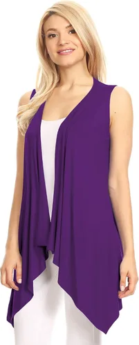 Vista 3 de LL-Chaleco ligero para mujer, abierto en el frente, de puntoFabricado en EE. UU.