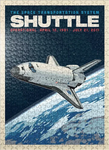 Vista 7 de MyPuzzle NASA 1981: Space Shuttle, póster vintage, rompecabezas prémium de 100 piezas para adultos