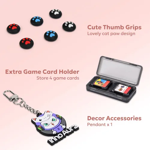 Vista 5 de Funda Switch para interruptor NS, kit de accesorios de interruptor 16 en 1 con funda de transporte para interruptor, funda protectora