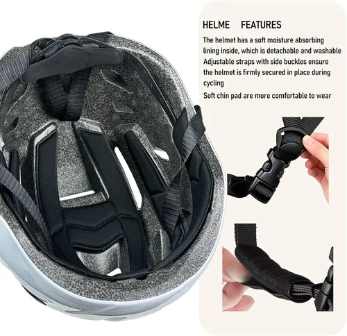 Vista 4 de Adult Bike Helmet Men Women, Adjustable CPSC Certified Helmet Brillante-Withe