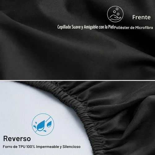 Vista 4 de David's Kids Juego de 2 sábanas ajustadas impermeables para cuna, protector ultra suave y transpirable para colchón de cuna para niños y niñas Negro