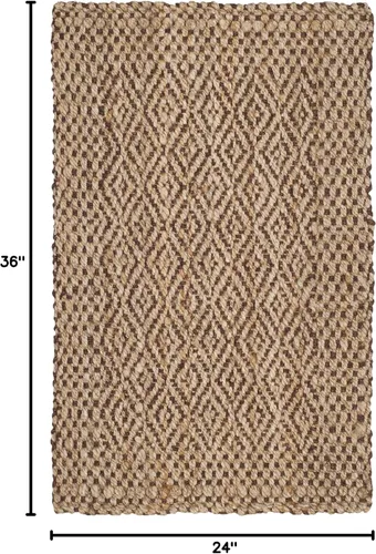 Vista 2 de SAFAVIEH Natural Fiber Collection - Alfombra decorativa de 2 x 3 pies, natural y marrón, hecha a mano con flecos, ideal para zonas de alto tráfico