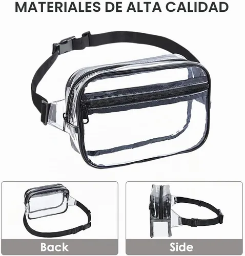 Vista 4 de Clearworld Riñonera transparente, bolsa impermeable 3 en 1 para mujer Negro