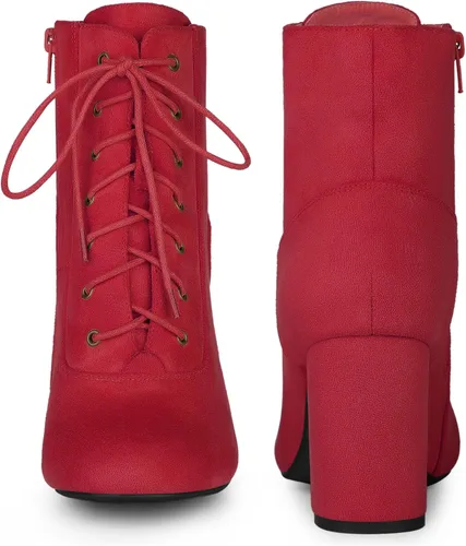 Vista 2 de Perphy Botas de tobillo con cordones de tacón alto y punta redonda para mujer