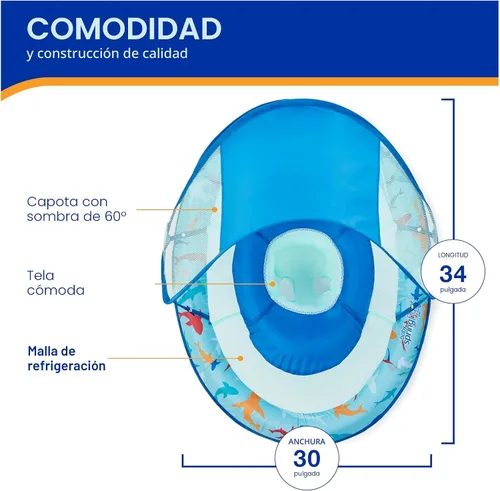 Vista 3 de SwimWays Baby Spring Float, Baby Pool Float with Canopy, Swim Training PFD, Swimming Pool Accessories for Babies and Toddlers 9-24 Months