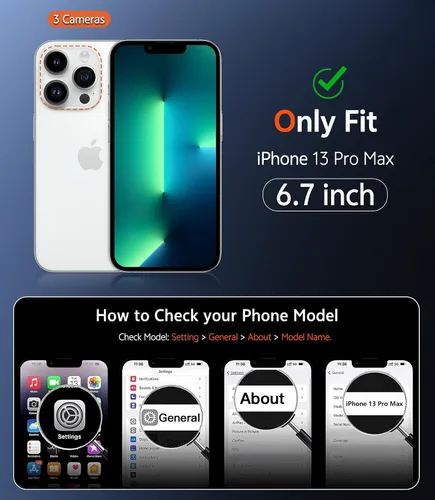 Vista 2 de FNTCASE Funda para iPhone 13 Pro-Max: Fundas magnéticas transparentes compatibles con Magsafe Slim anti amarillamiento protección contra caídas