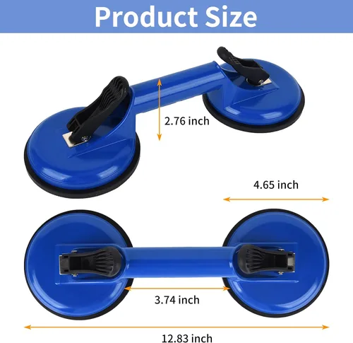 Vista 3 de FCHO Ventosas de Servicio Pesado de Aluminio con Mango de Placa de Vacío Sujetador de Vidrio Ganchos para Levantar Vidrio Grande/Elevador de Azul