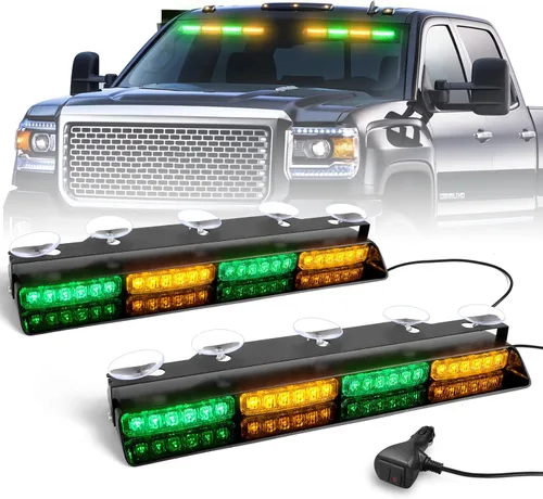 Vista 12 de HLauto Luces estroboscópicas de emergencia 6Z4J: luces de seguridad blancas ámbar de 2 x 16.8 pulgadas, 48 luces LED intermitentes de advertencia