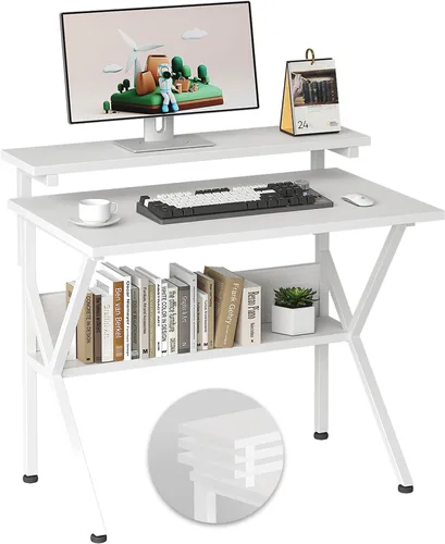 Vista 13 de COTUBLR Escritorio Pequeño, Escritorio de Computadora Pequeño de 27.5 Pulgadas para Espacios Pequeños, Escritorio de Computadora con Soporte