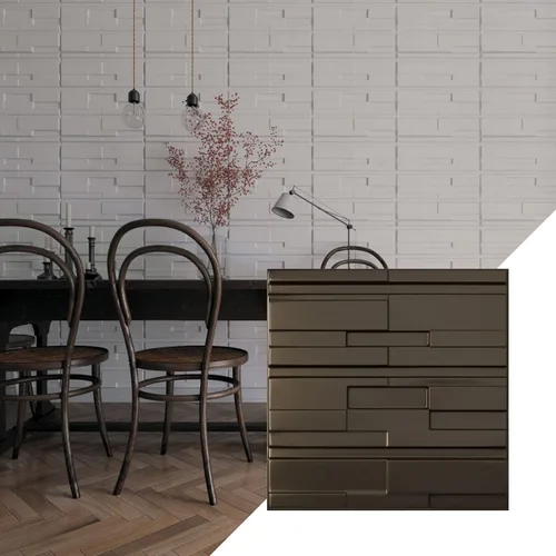 Vista 9 de Ekena Millwork 19 5/8 pulgadas de ancho x 19 5/8 pulgadas de alto, ladrillo desplazado EnduraWall decorativo 3D, cobre envejecido