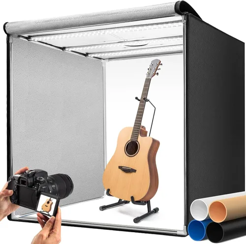 Vista 10 de DUCLUS Fotografía de caja de luz, caja portátil de cabina de estudio fotográfico, 10 "x 10" Mini tiendas de campaña de tiro profesional con 104