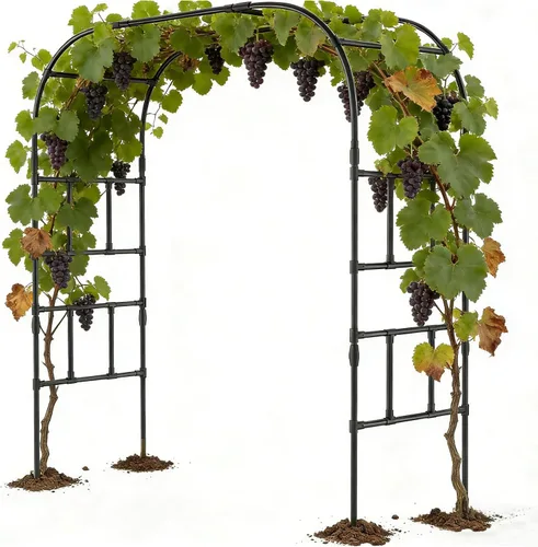 Vista 16 de DoCred Enrejado de arco de jardín grande para plantas trepadoras, 87 pulgadas de alto, soporte de metal para plantas, arco para trepar vides