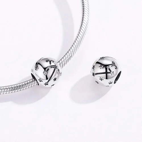 Vista 4 de Abalorio de constelación de plata de ley 925 con piedra natal para pulsera Pandora, regalo para aniversario, cumpleaños, Navidad