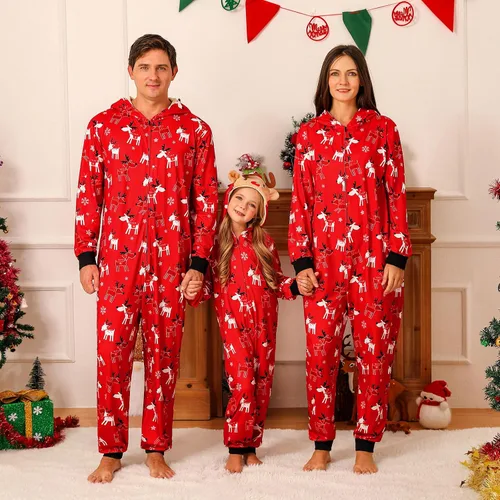 Vista 4 de Weixinbuy Pijamas de Navidad para la familia, conjuntos de pijamas de Navidad a juego para adultos y niños, pijamas de Navidad con capucha