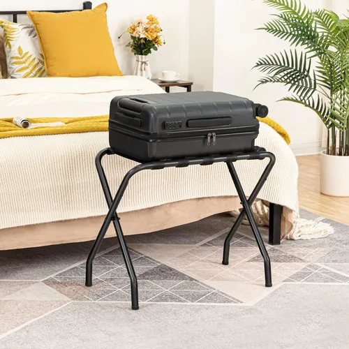 Vista 8 de HOOBRO Portaequipajes, soporte plegable de metal para maleta para habitación de invitados, soporta hasta 100 libras, 27 x 15.3 x 22 pulgadas, marco