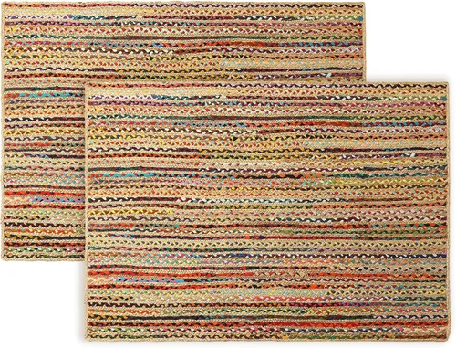 Vista 15 de RedEarth · Alfombra rectangular - 2'x3' de yute natural trenzada con respaldo antideslizante - Alfombra boho tejida a mano para dormitorio, cocina