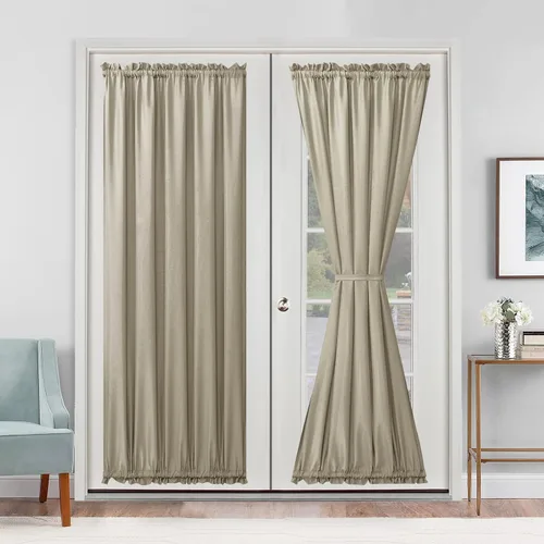 Vista 68 de Cortinas para puerta francesa, color aguamarina, 24 pulgadas de ancho x 40 pulgadas de largo, 1 panel Bolsillo para barra, semitransparente