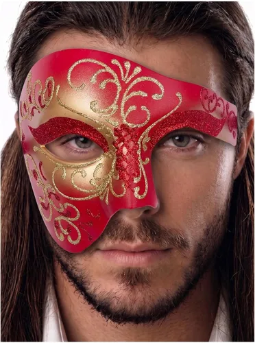 Vista 51 de Máscara de mascarada para hombre, máscara del fantasma de la ópera, máscara de baile de graduación, Mardi Gras, Haloween veneciano, media cara
