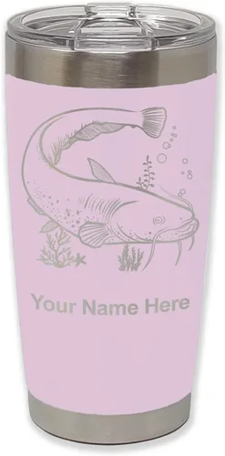 Vista 25 de LaserGram Vaso aislado al vacío de 20 onzas, bagre, grabado personalizado incluido (negro)