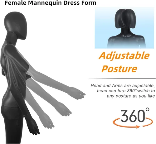 Vista 4 de Maniquí femenino de cuerpo completo forma maniquí torso vestido de costura modelo ajustable de 70 pulgadas forma de ropa soporte desmontable