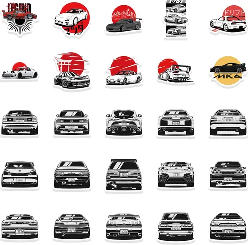 Vista 7 de 200 calcomanías JDM Racing Cars – Impermeable para laptop, botellas, monopatín, guitarra, casco