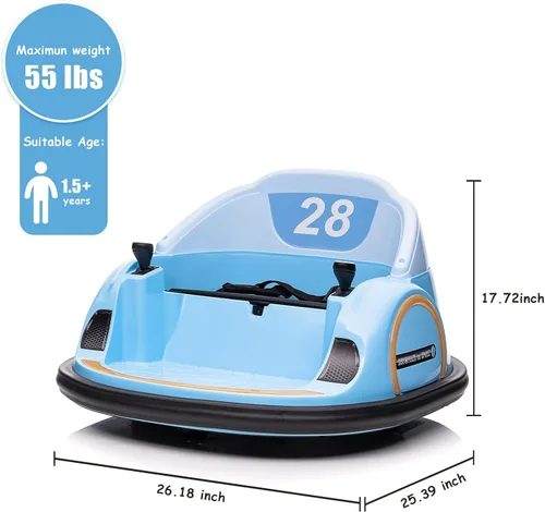 Vista 6 de 12V niños paseo en coche de parachoques vehículo eléctrico para niños Azul