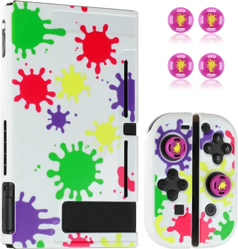 Vista 2 de Funda protectora acoplable compatible con interruptor, carcasa rígida para controladores Switch y Joy-Con con 4 agarres para el pulgar, para funda