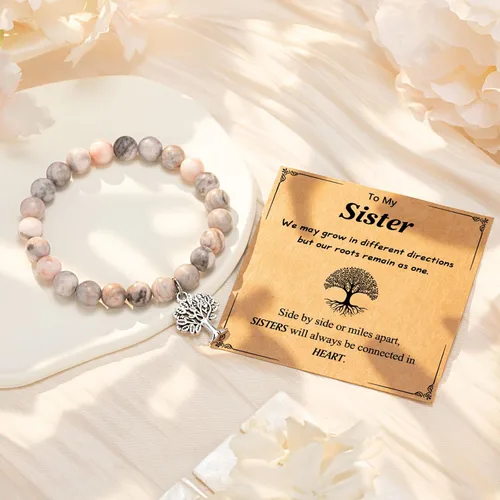 Vista 5 de UPROMI Regalos para hermana maestra, pulsera del árbol de la vida para mujer