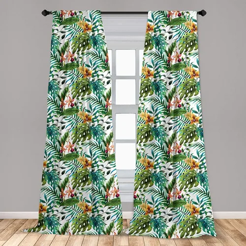Vista 52 de Ambesonne - Paquete de cortinas de ventana de invierno de 2 unidades, cristales ornamentales de hielo con tiempo frío de enero abstracto, juego