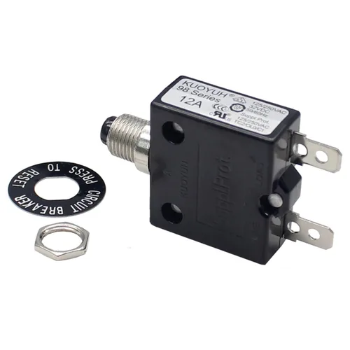 Vista 6 de Disyuntor térmico genuino 3A 125/250VCA 32VDC serie 98 pulsador para restablecer interruptor de sobrecarga térmica con terminales de conexión rápida