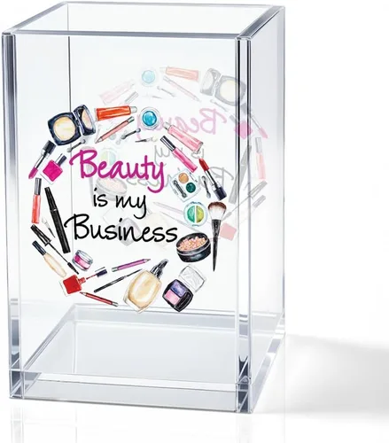 Vista 9 de I Came I Saw I - Soporte para cosméticos de acrílico contorneado, divertido soporte para brochas de maquillaje floral, regalos para cosmetólogas