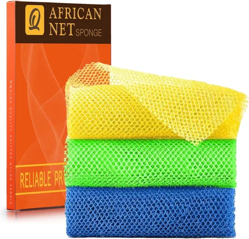 Vista 33 de UJFQBH African Net Sponge Authenti, exfoliante corporal para espalda y zonas de difícil acceso, exfoliante diario suave para limpieza profunda Gris