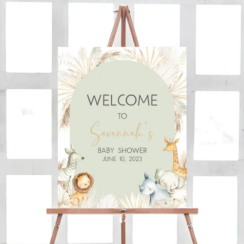 Vista 18 de Letreros de bienvenida personalizados para bebés, decoración de letrero de vegetación editable, plástico