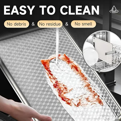 Vista 4 de Tabla de cortar de acero inoxidable de doble cara, tabla de cortar de grado alimenticio 304 con malla resistente a los arañazos, ranura para jugos