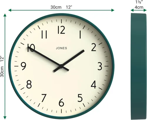 Vista 3 de JONES CLOCKS® Reloj de estudio Reloj de pared redondo moderno 12 Eden Green