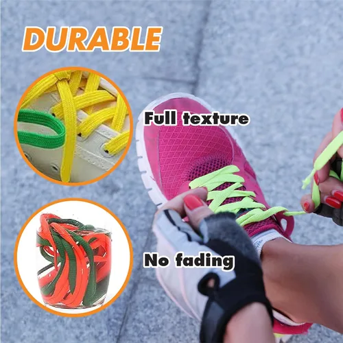 Vista 3 de Juego de 3 pares de cordones planos de múltiples longitudes para adultos, cordones atléticos, cordones de botas, cordones de zapatos para niños