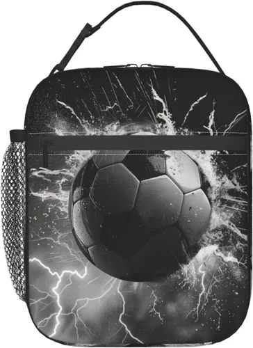 Vista 10 de Lonchera térmica para niños y niñas, bolsa de almuerzo de fútbol para el trabajo, picnic, escuela, viajes, senderismo, playa o pesca, fiambrera